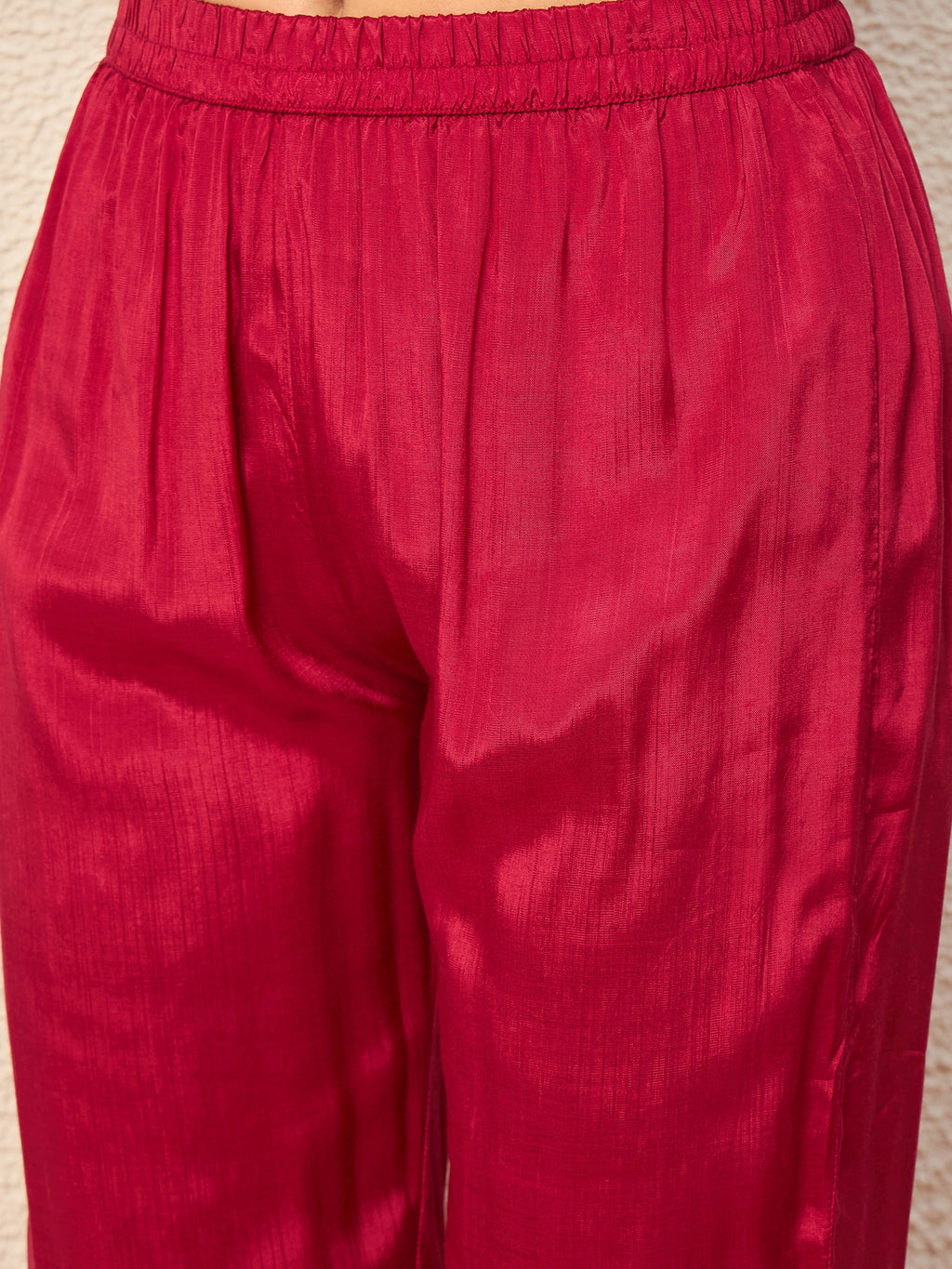 Women Ethnic Motifs Embroidered Pleated Thread Work Raw Silk Kurta with Trousers & With Dupatta