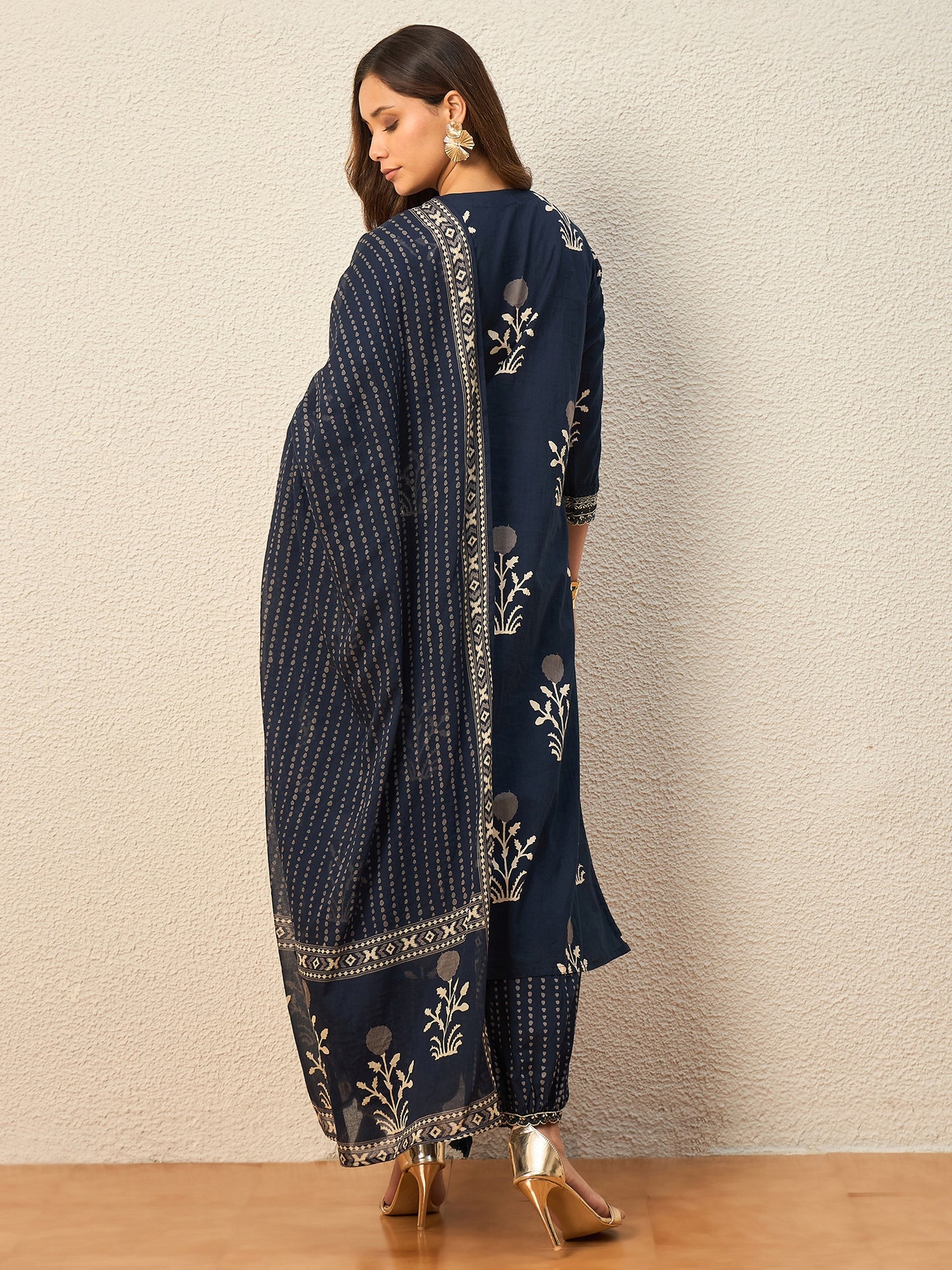 Women Ethnic Motifs Printed Regular Pure Cotton Kurta with Patiala & With Dupatta