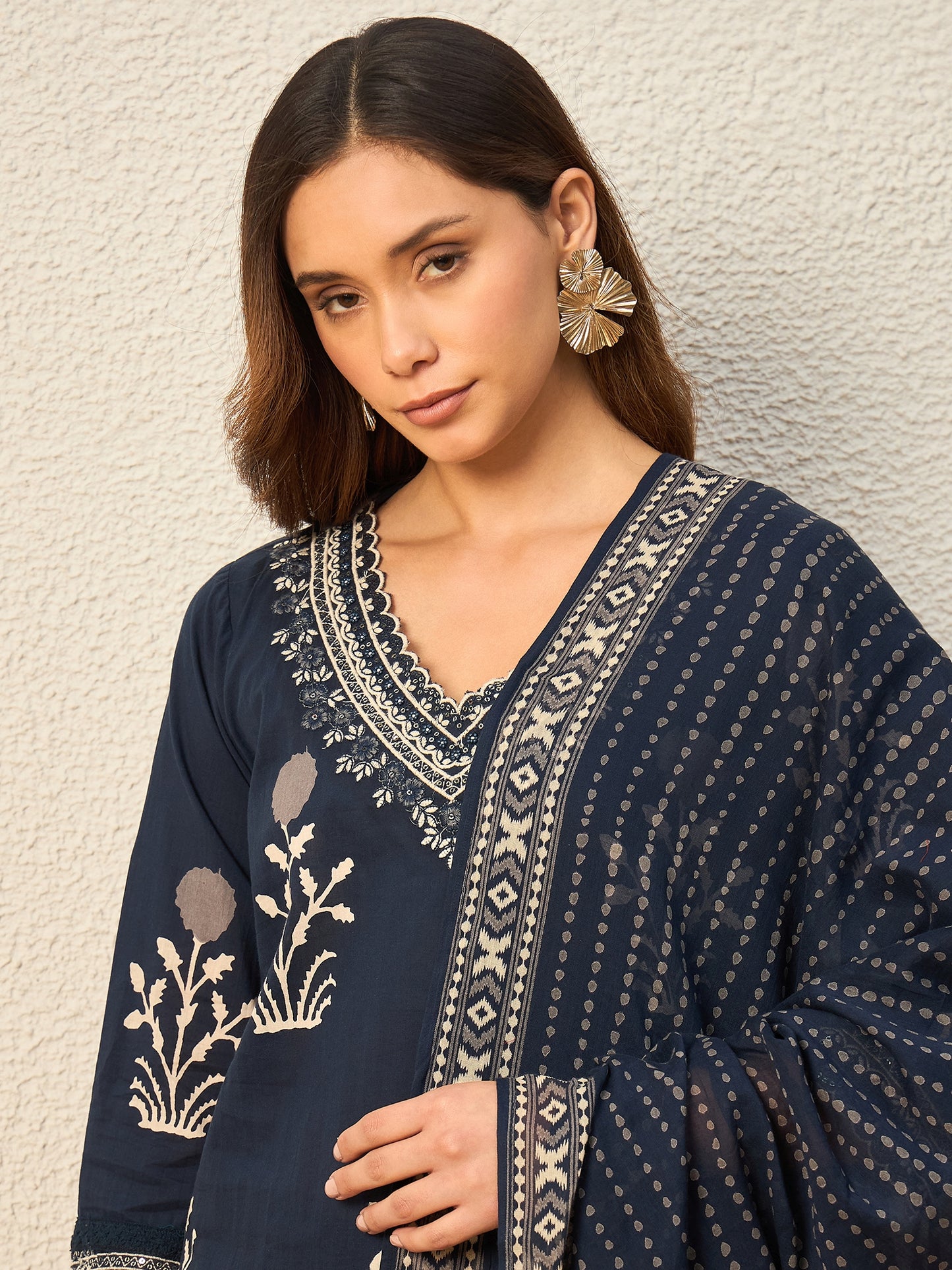 Women Ethnic Motifs Printed Regular Pure Cotton Kurta with Patiala & With Dupatta