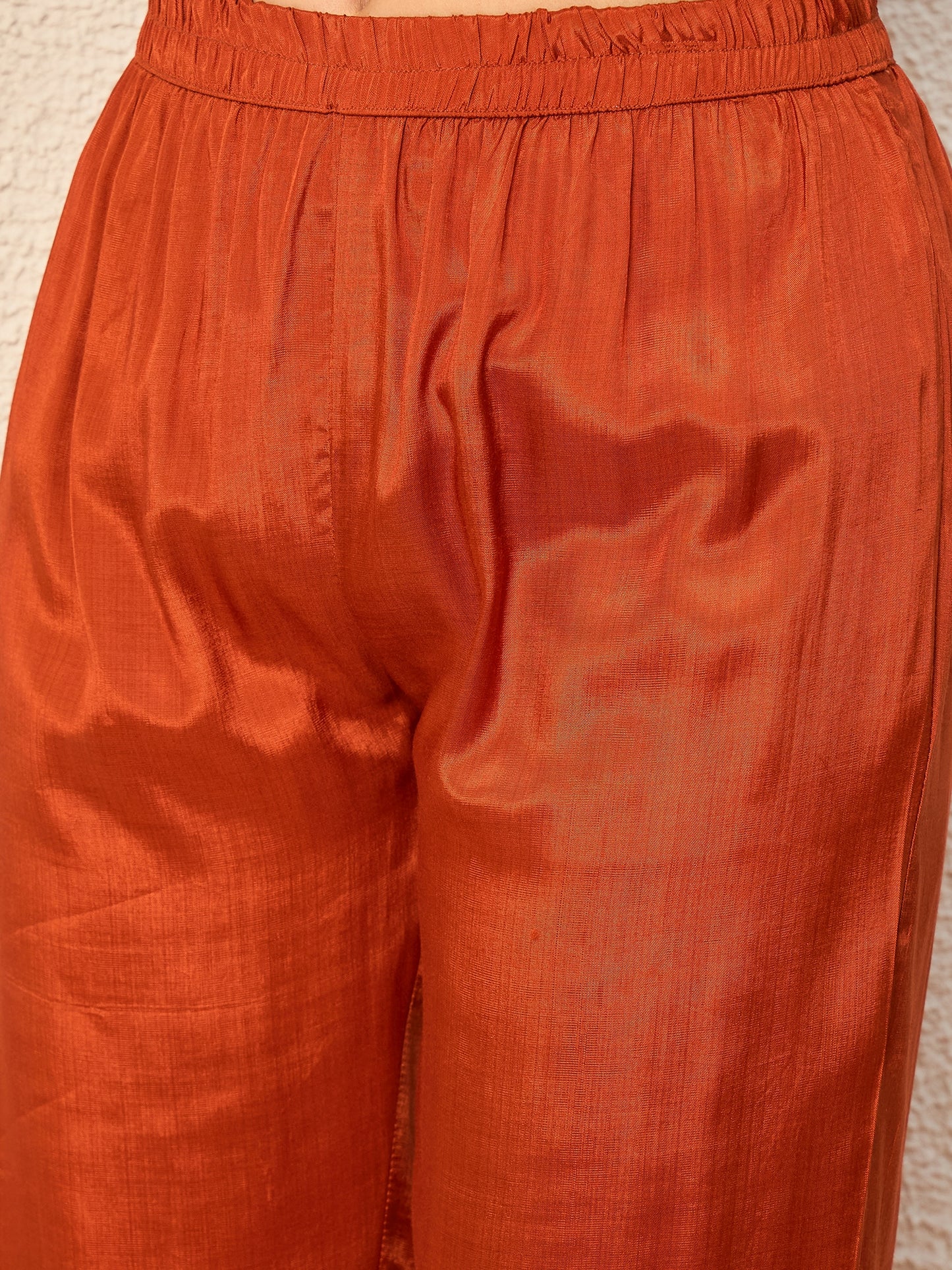 Women Ethnic Motifs Embroidered Regular Thread Work Raw Silk Kurta with Trousers & With Dupatta