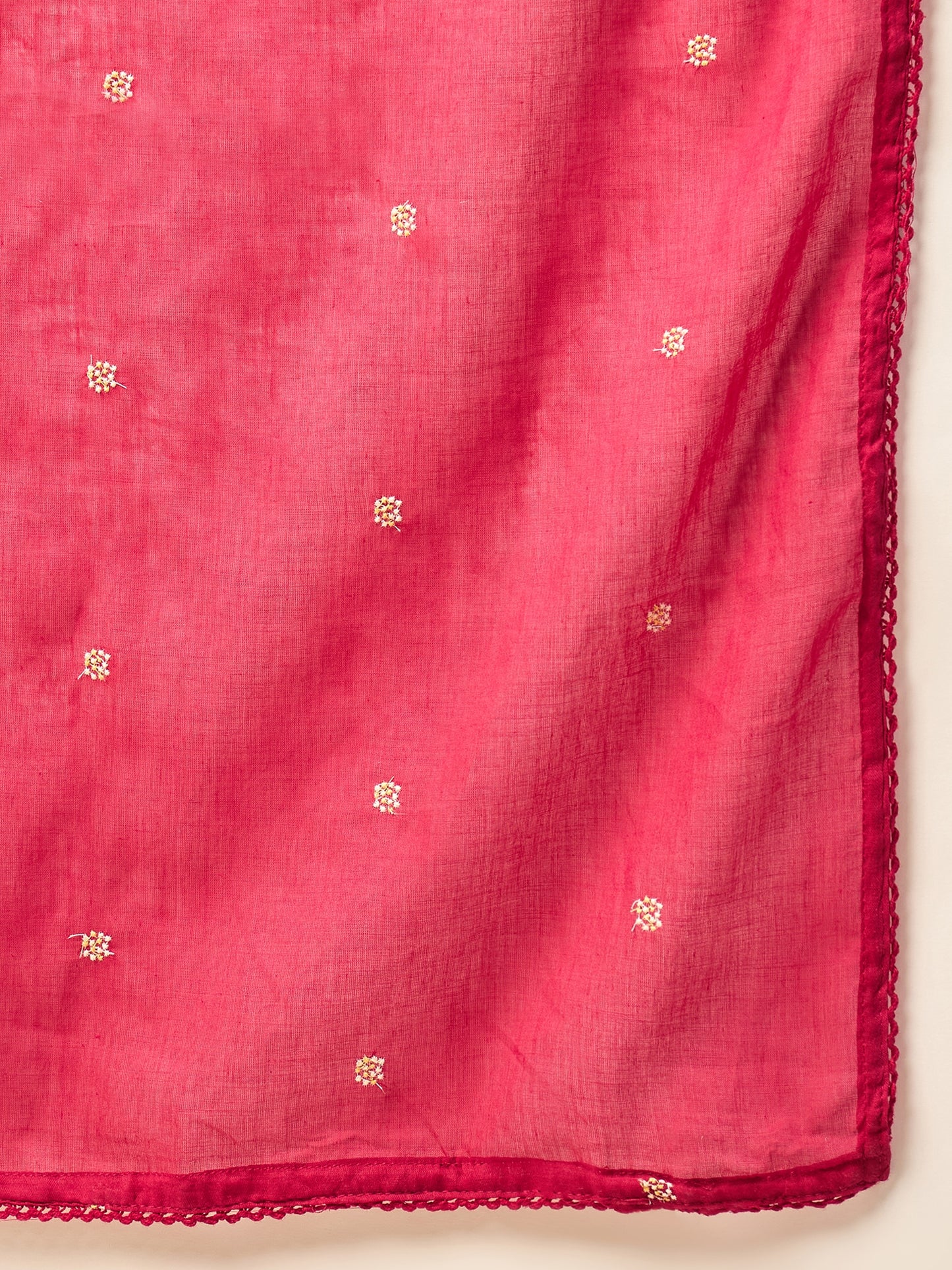 Women Floral Embroidered Empire Thread Work Kurta with Trousers & With Dupatta