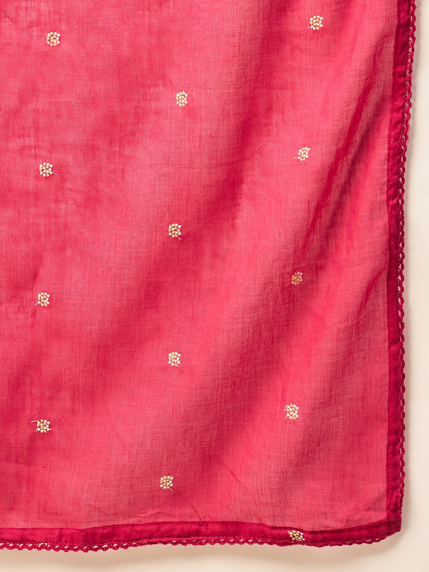 Women Floral Embroidered Empire Thread Work Kurta with Trousers & With Dupatta