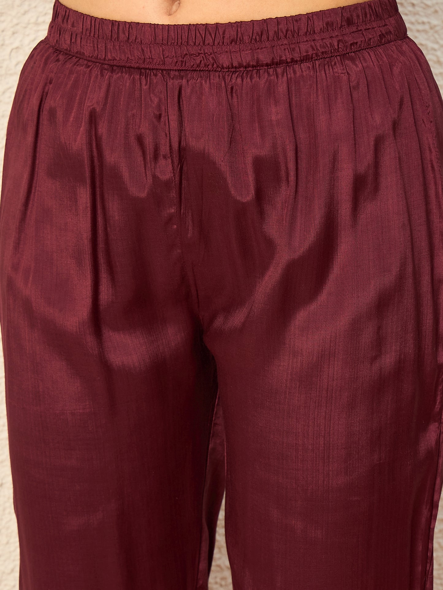 Women Floral Embroidered Regular Mirror Work Raw Silk Kurta with Trousers & With Dupatta