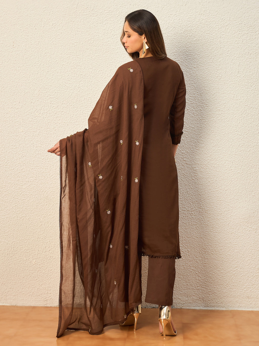 Women Ethnic Motifs Embroidered Empire Mirror Work Kurta with Trousers & With Dupatta