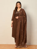 Women Ethnic Motifs Embroidered Empire Mirror Work Kurta with Trousers & With Dupatta