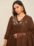 Women Ethnic Motifs Embroidered Empire Mirror Work Kurta with Trousers & With Dupatta