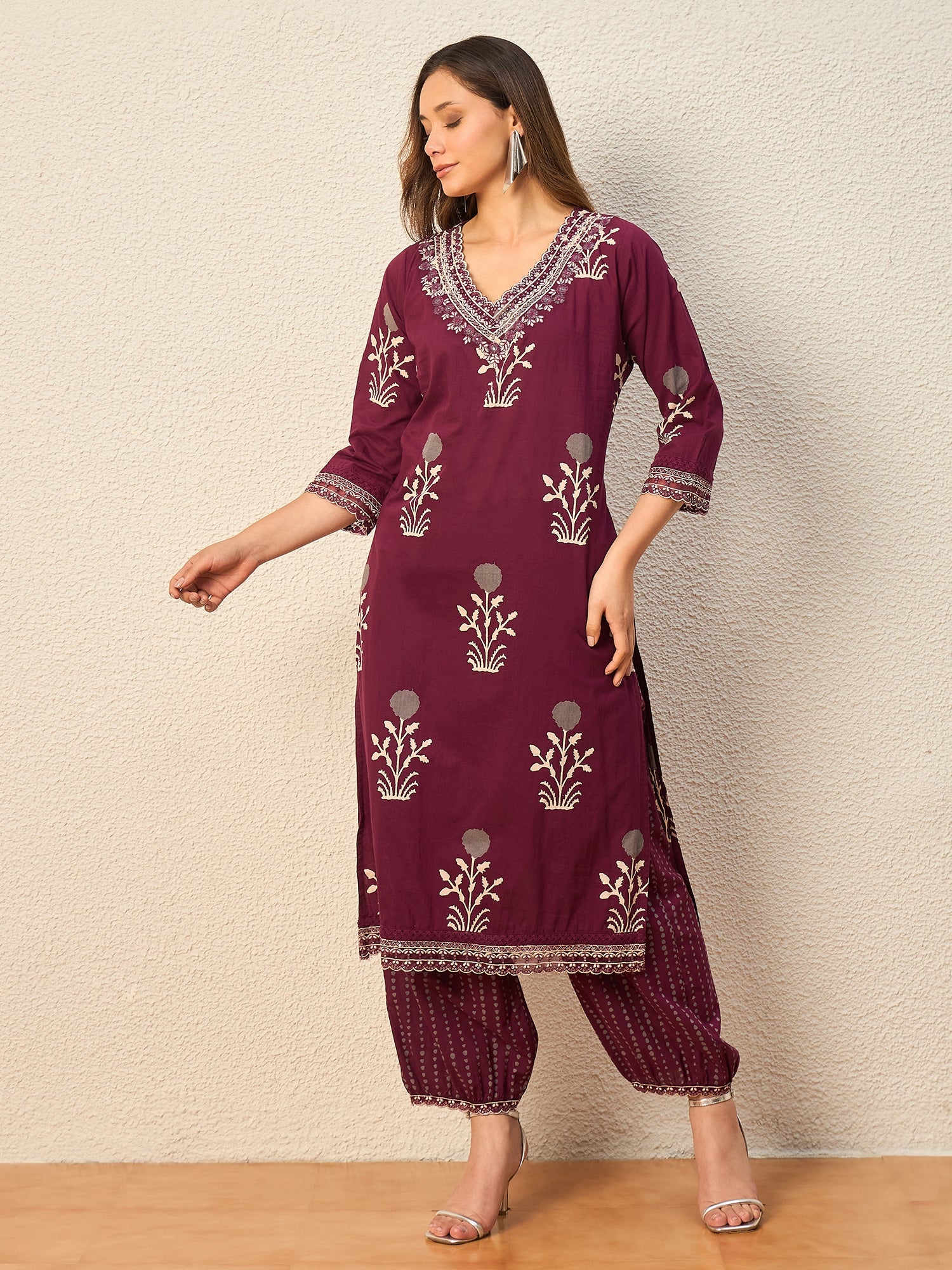 Women Ethnic Motifs Printed Regular Pure Cotton Kurta with Patiala & With Dupatta