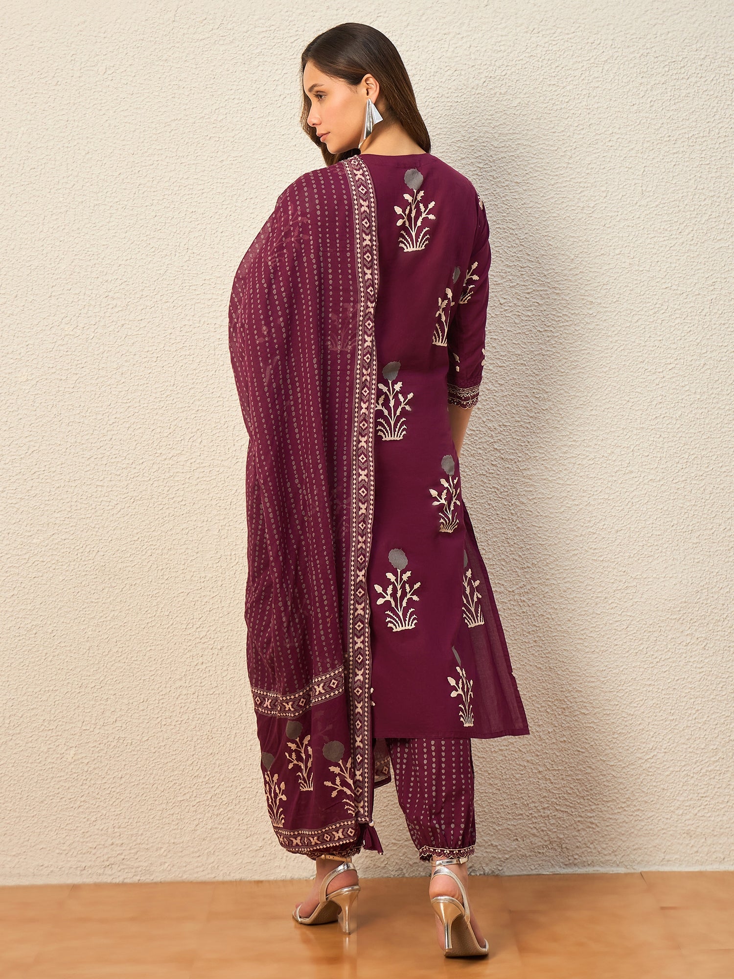Women Ethnic Motifs Printed Regular Pure Cotton Kurta with Patiala & With Dupatta