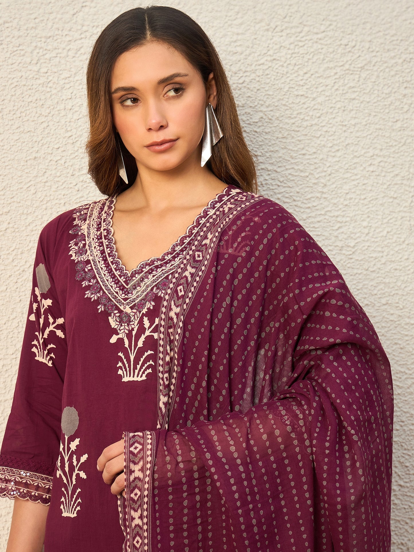 Women Ethnic Motifs Printed Regular Pure Cotton Kurta with Patiala & With Dupatta