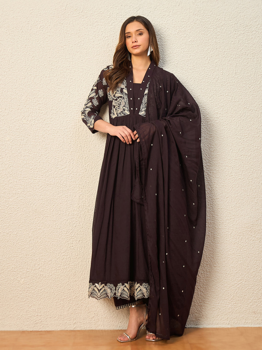 Women Ethnic Motifs Embroidered Empire Thread Work Kurta with Trousers & With Dupatta