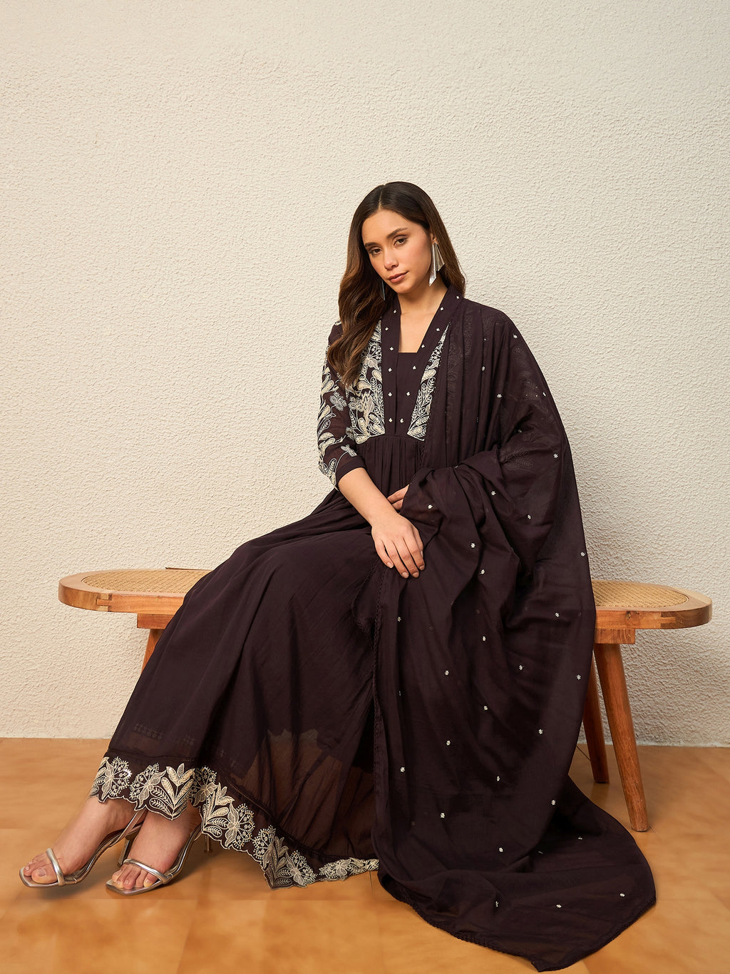 Women Ethnic Motifs Embroidered Empire Thread Work Kurta with Trousers & With Dupatta