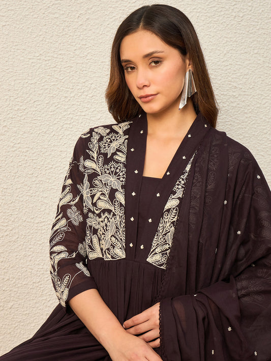 Women Ethnic Motifs Embroidered Empire Thread Work Kurta with Trousers & With Dupatta