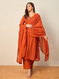 Women Ethnic Motifs Embroidered Panelled Mirror Work Kurta with Trousers & With Dupatta
