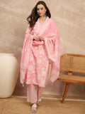 Women Floral Printed Regular Pure Cotton Kurta with Trousers & With Dupatta
