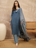 Women Printed Regular Beads and Stones Pure Cotton Kurta with Trousers & With Dupatta