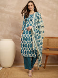 Women Ethnic Motifs Printed Regular Pure Cotton Kurta with Trousers & With Dupatta
