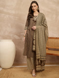 Women Printed Regular Beads and Stones Pure Cotton Kurta with Trousers & With Dupatta
