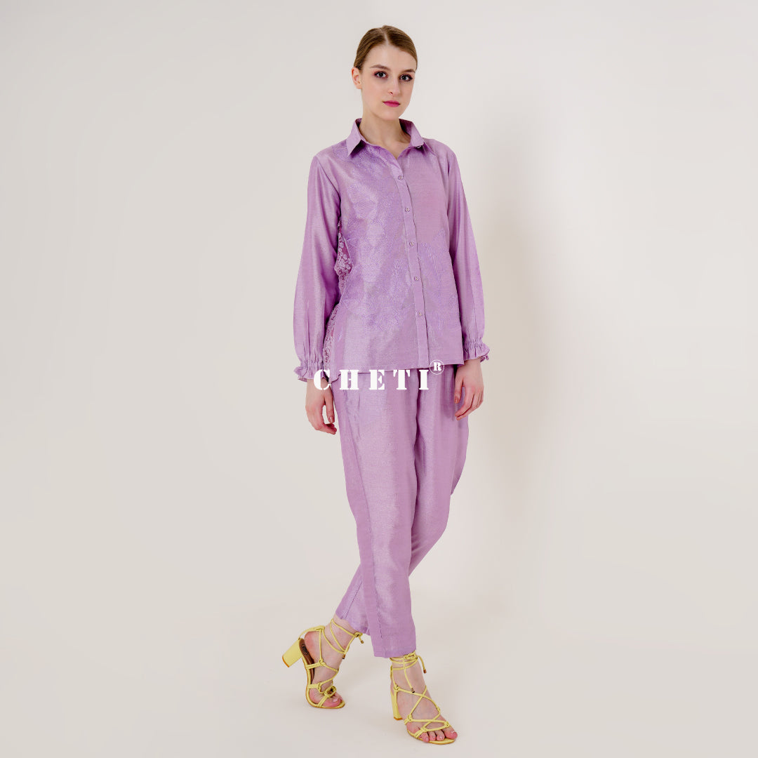 Purple Emboidery Co-ord Set