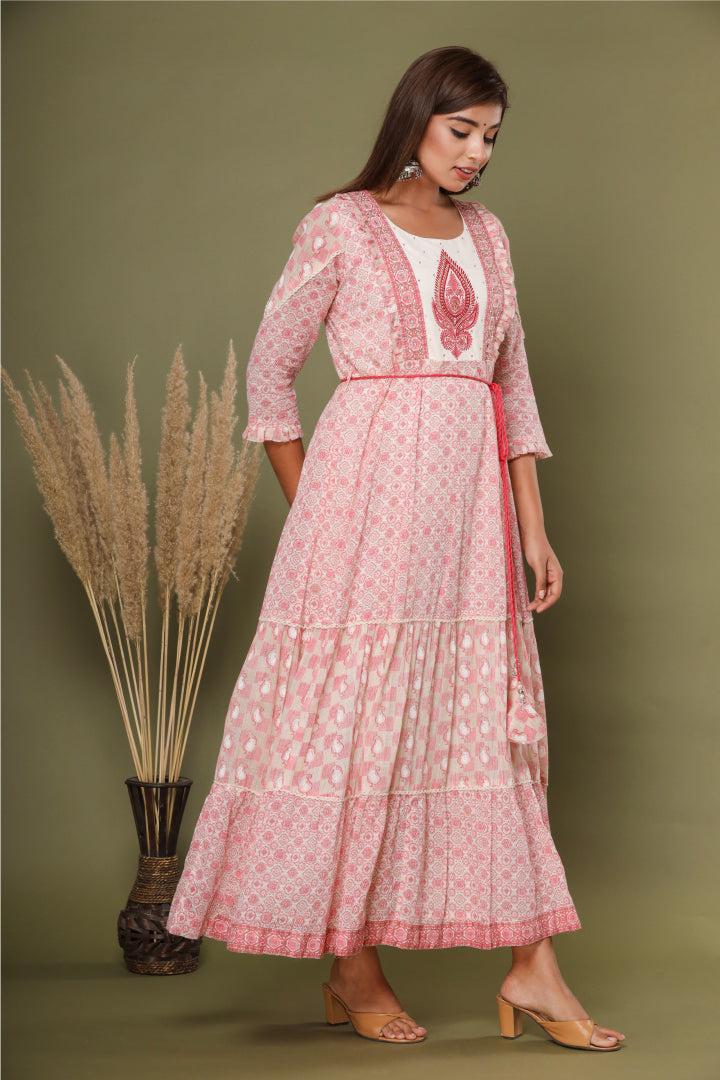 Pink Paisley Long Dress