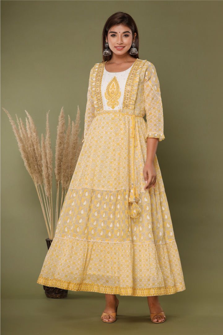 Mustard Paisley Long Dress