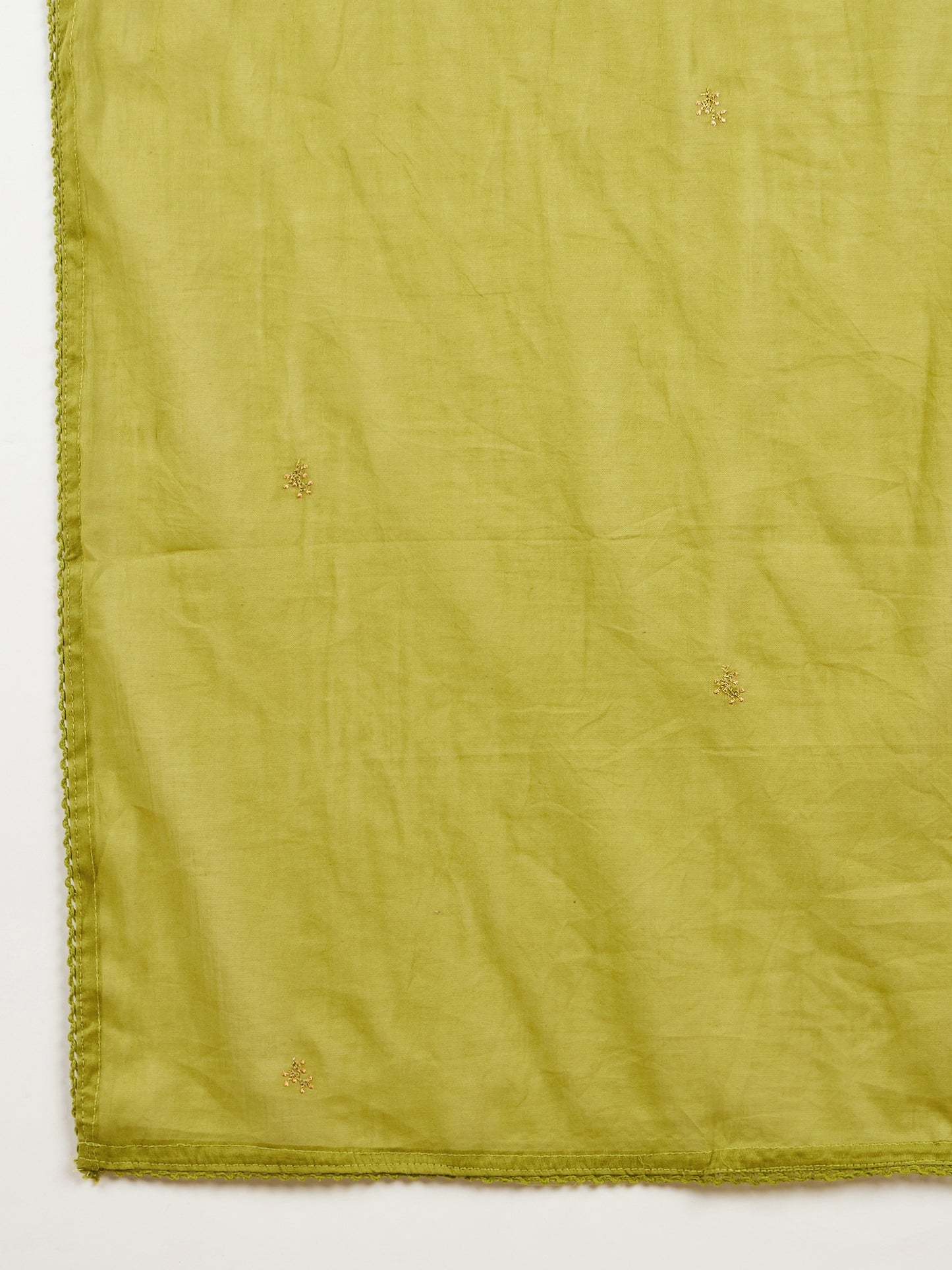 Women Floral Embroidered Pleated Thread Work Kurta with Trousers & With Dupatta