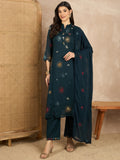 Women Floral Embroidered Regular Thread Work Kurta with Trousers & With Dupatta