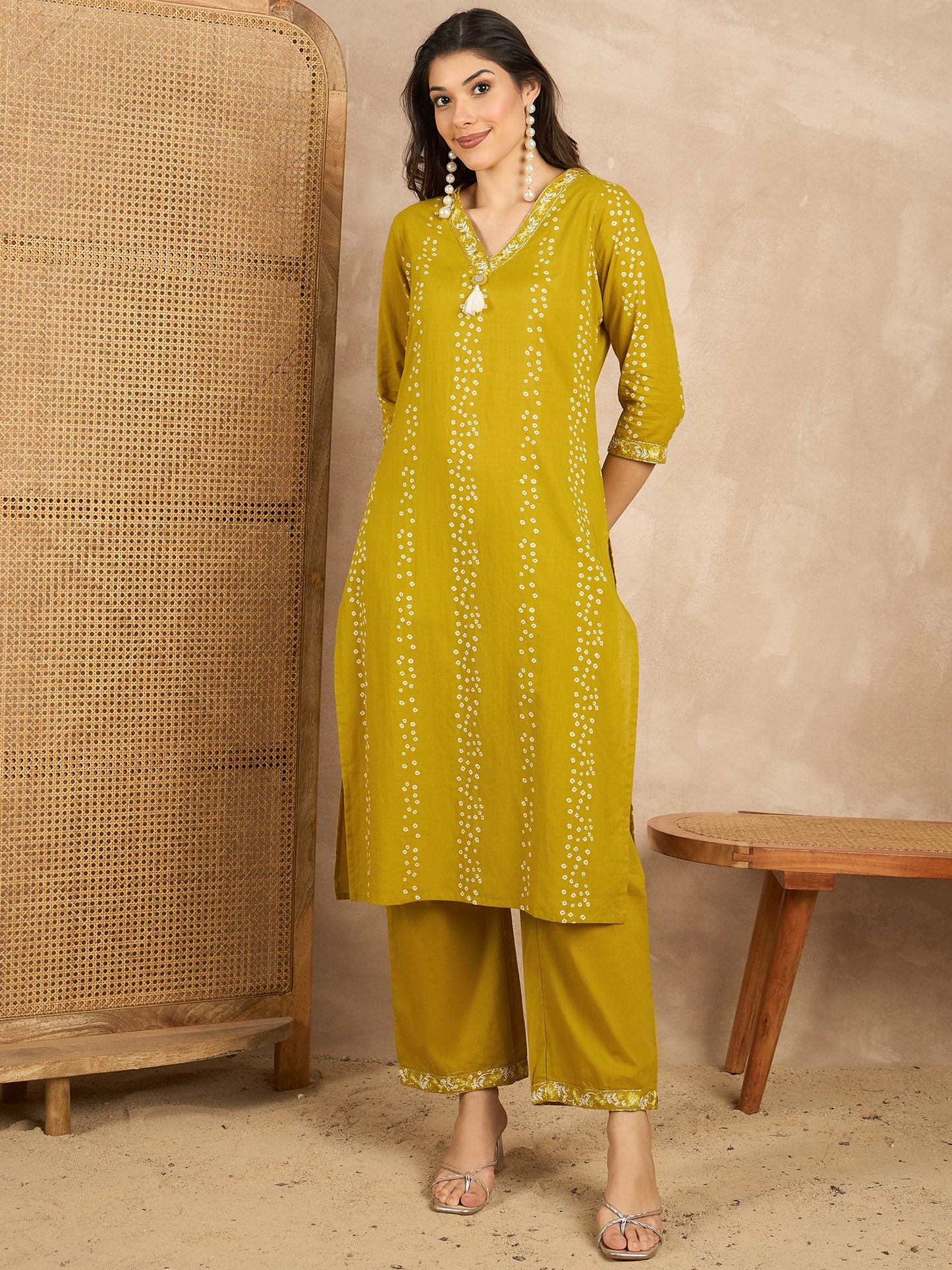 Women Printed Regular Mirror Work Pure Cotton Kurta with Trousers & With Dupatta