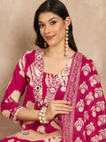 Women Ethnic Motifs Printed Regular Mirror Work Pure Cotton Kurta with Trousers & With Dupatta