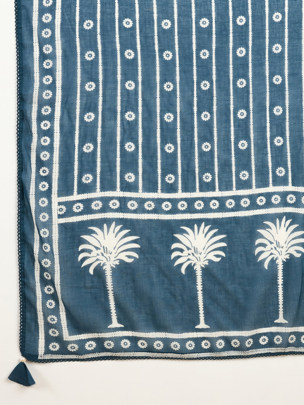 Women Ethnic Motifs Printed Regular Mirror Work Pure Cotton Kurta with Trousers & With Dupatta