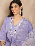 Women Floral Printed Regular Mirror Work Pure Cotton Kurta with Trousers & With Dupatta