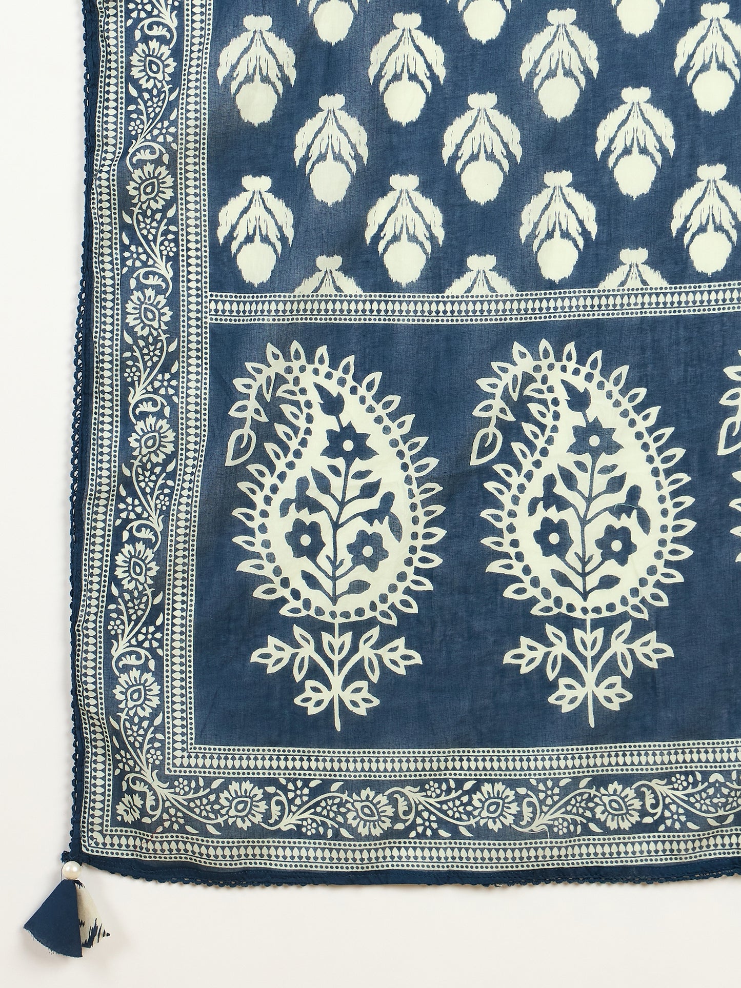 Women Floral Printed Regular Mirror Work Pure Cotton Kurta with Trousers & With Dupatta
