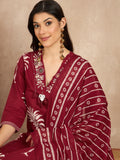 Women Ethnic Motifs Printed Regular Mirror Work Pure Cotton Kurta with Trousers & With Dupatta