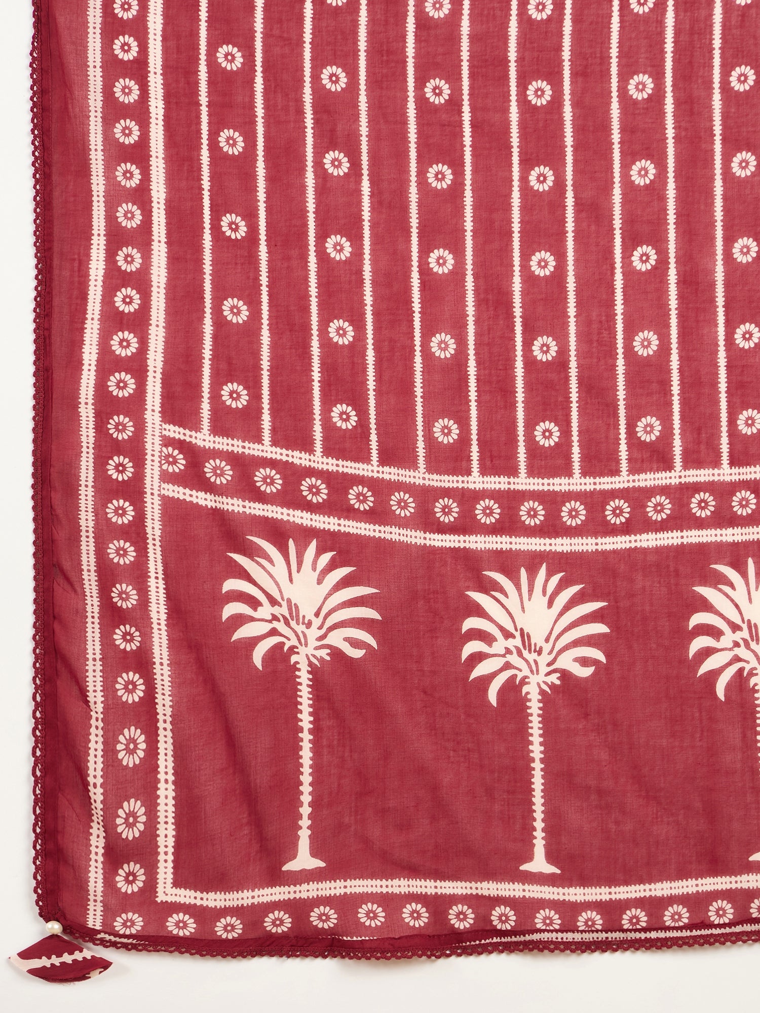 Women Ethnic Motifs Printed Regular Mirror Work Pure Cotton Kurta with Trousers & With Dupatta
