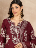 Women Floral Printed Regular Thread Work Pure Cotton Kurta with Trousers & With Dupatta