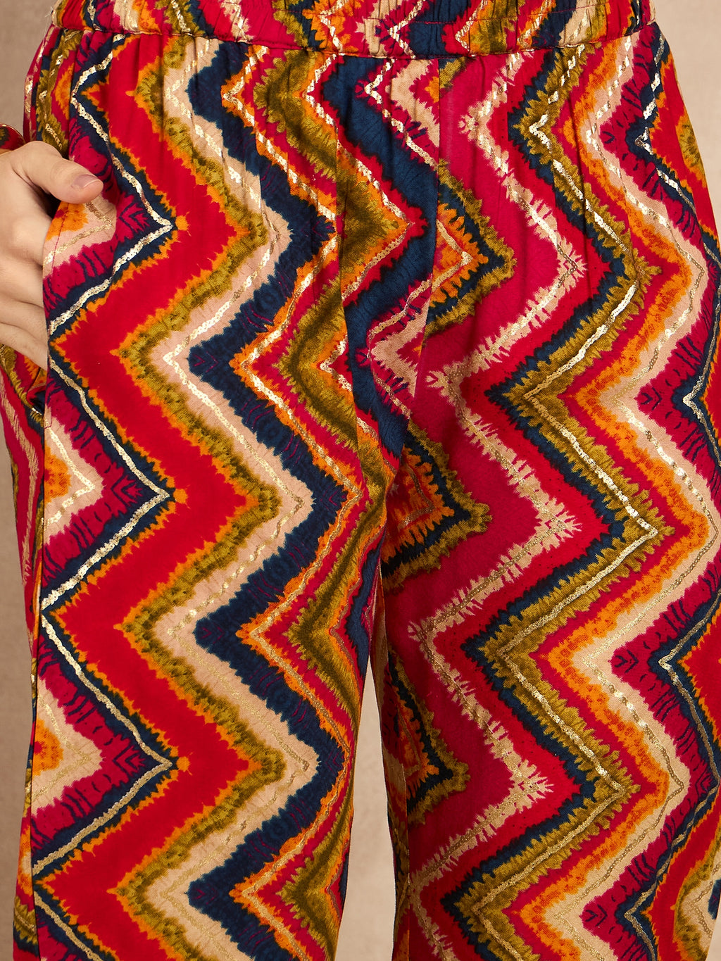 Printed V Neck Tunic & Trousers Co-ords