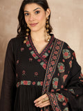 Women Ethnic Motifs Printed Angrakha Thread Work Kurta with Trousers & With Dupatta