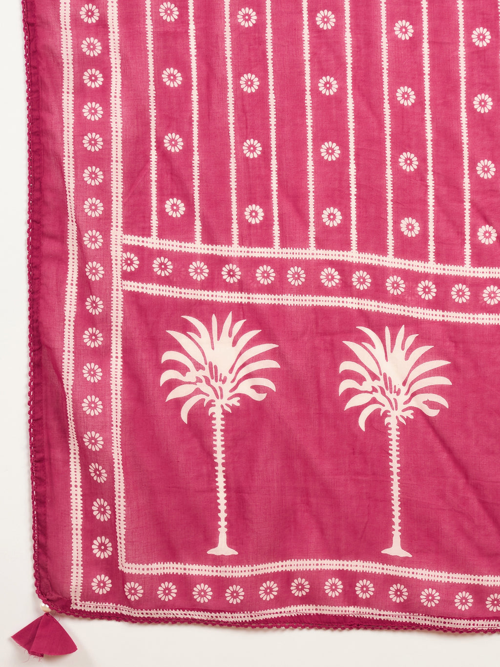 Women Ethnic Motifs Printed Regular Mirror Work Pure Cotton Kurta with Trousers & With Dupatta