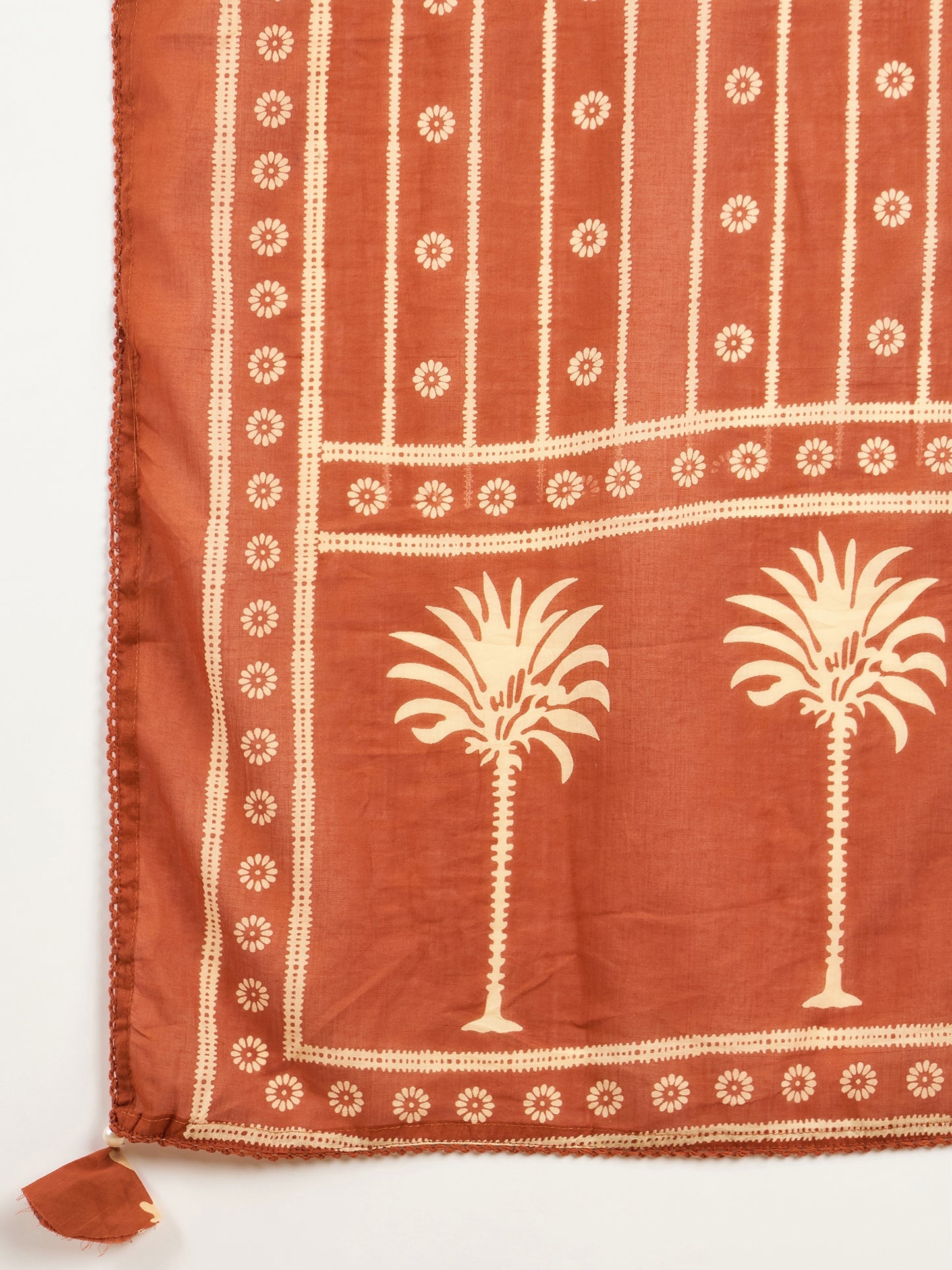 Women Ethnic Motifs Printed Regular Mirror Work Pure Cotton Kurta with Trousers & With Dupatta