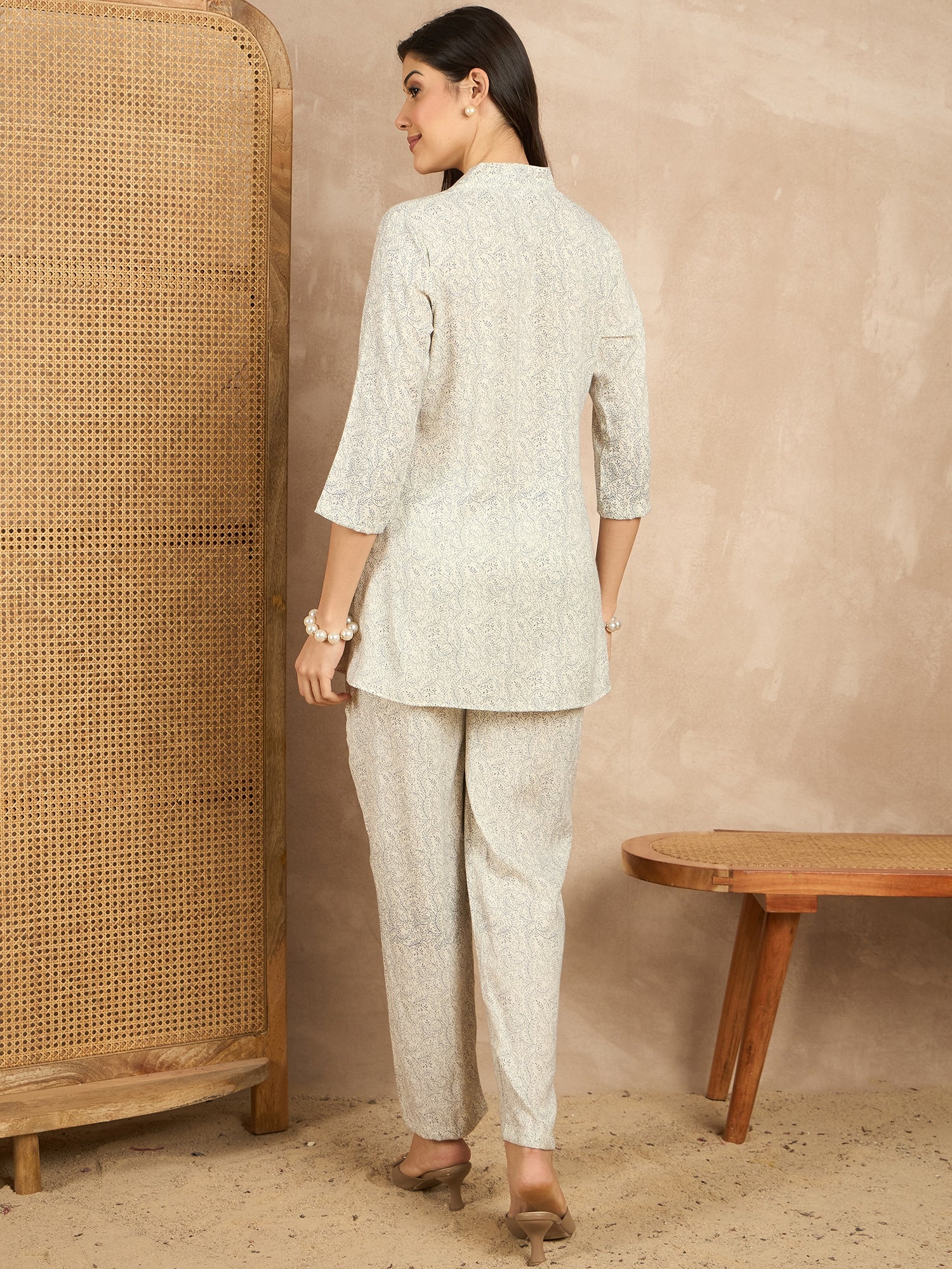 Printed V Neck Tunic & Trousers Co-ords