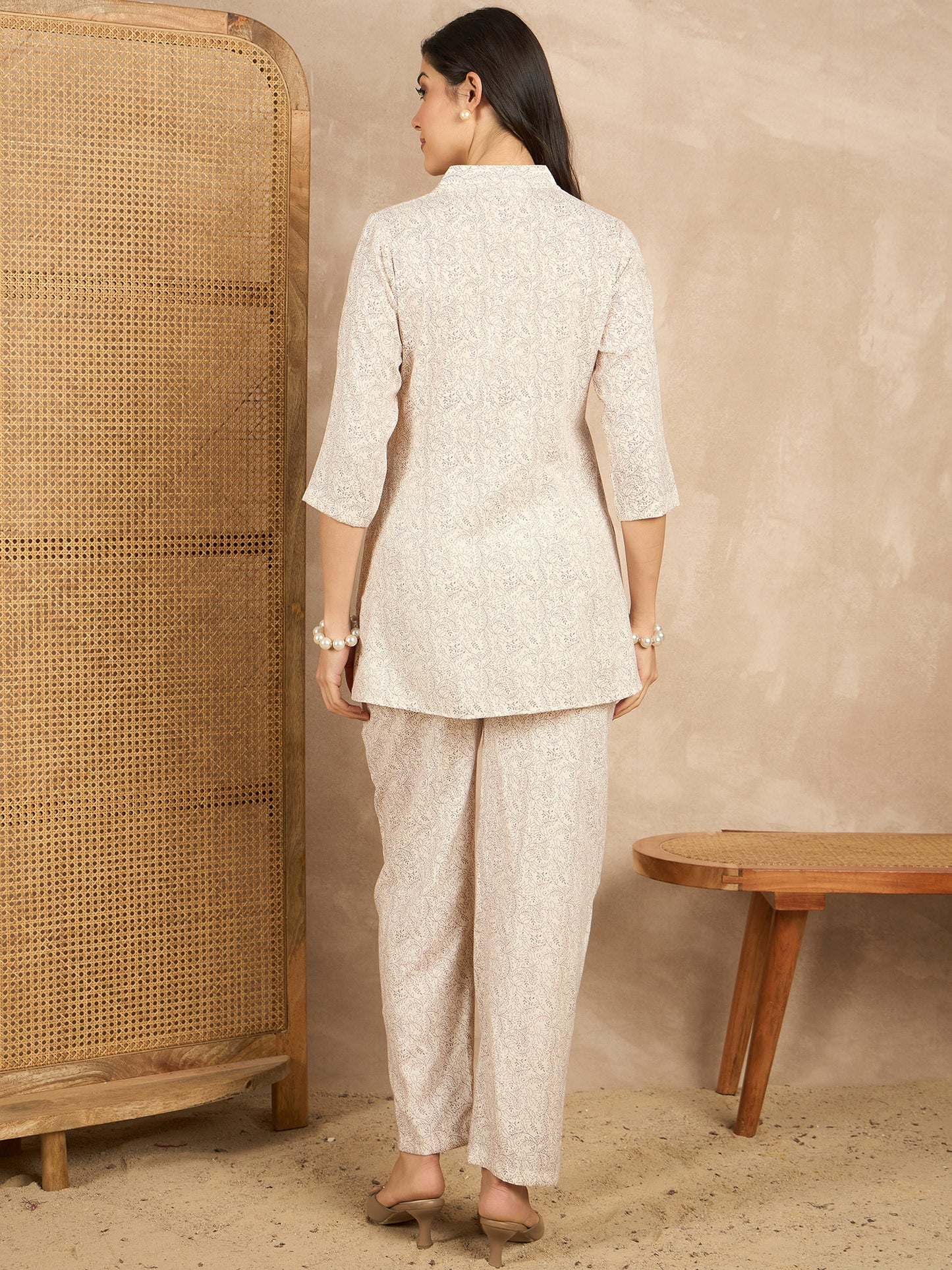 Printed V Neck Tunic & Trousers Co-ords