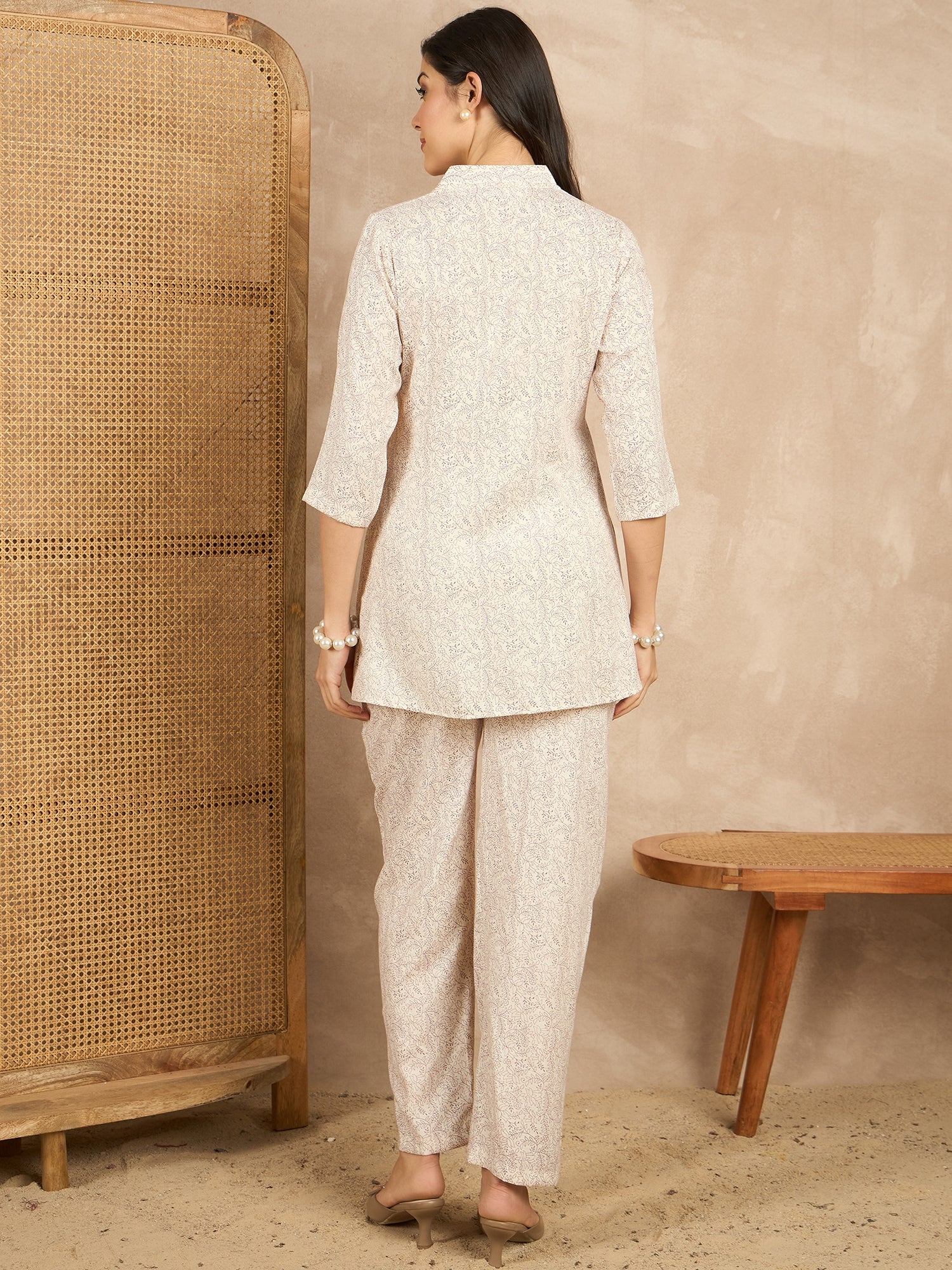 Printed V Neck Tunic & Trousers Co-ords