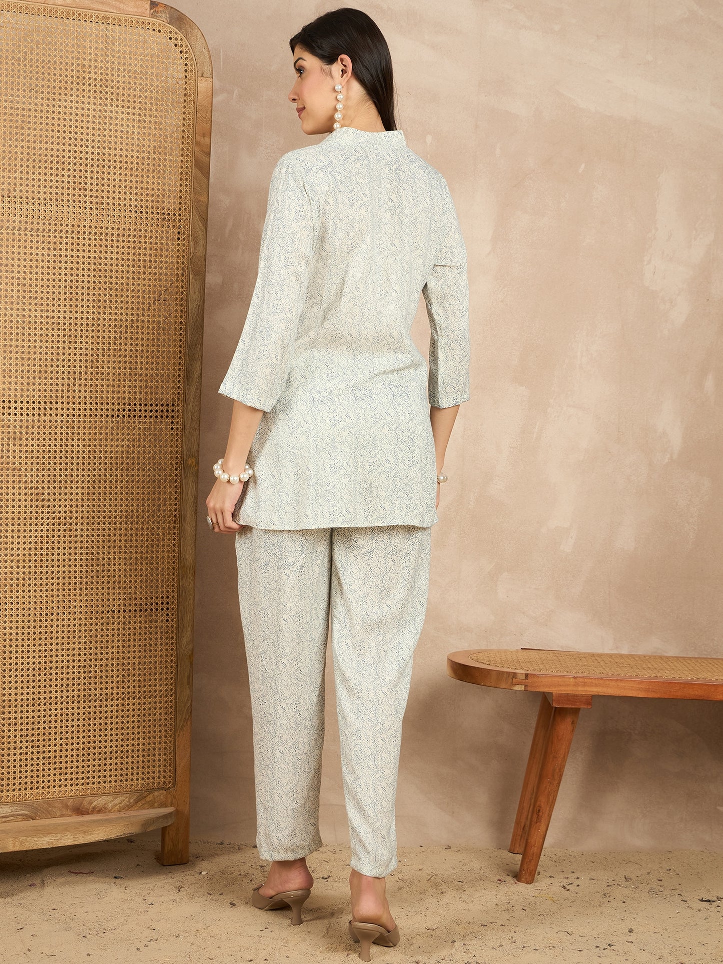 Printed V Neck Tunic & Trousers Co-ords