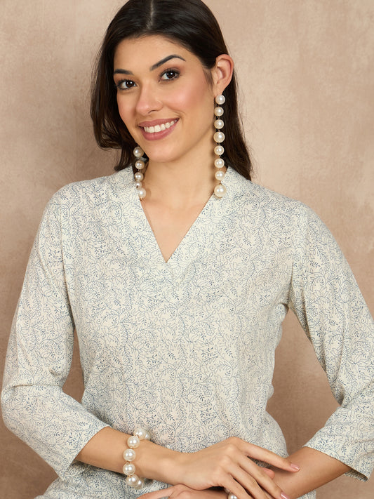 Printed V Neck Tunic & Trousers Co-ords