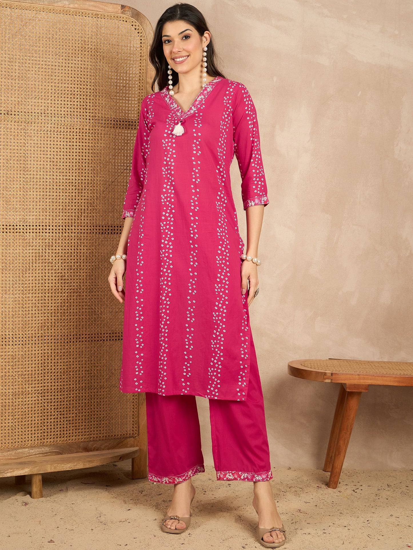 Women Printed Regular Mirror Work Pure Cotton Kurta with Trousers & With Dupatta
