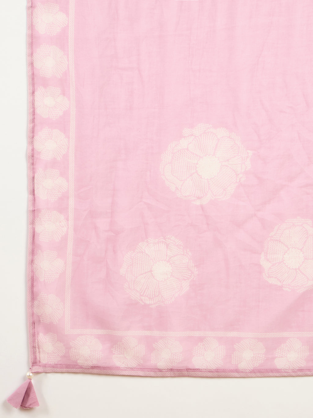 Women Floral Printed Regular Mirror Work Pure Cotton Kurta with Trousers & With Dupatta
