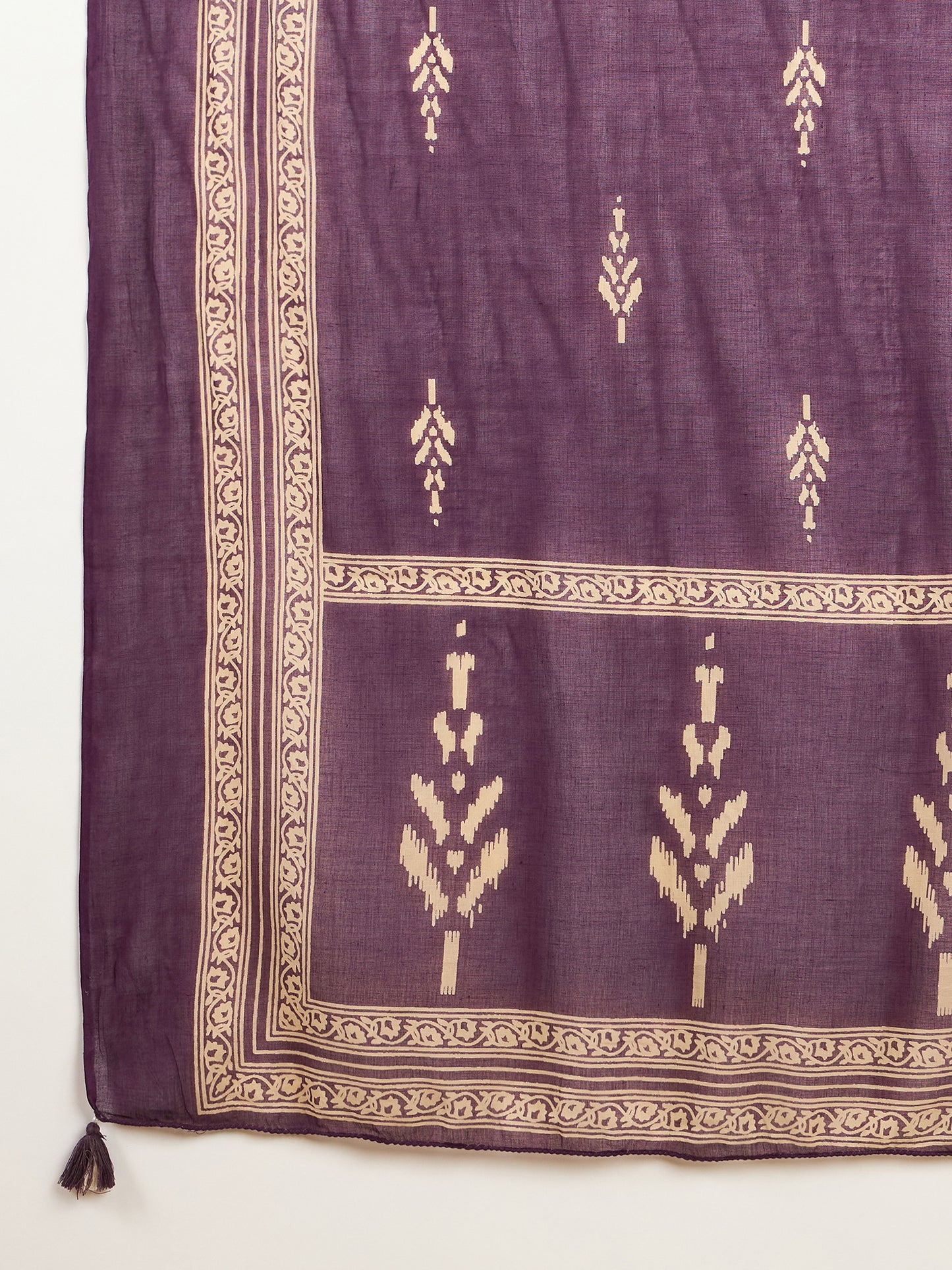 Women Printed Regular Mirror Work Pure Cotton Kurta with Trousers & With Dupatta