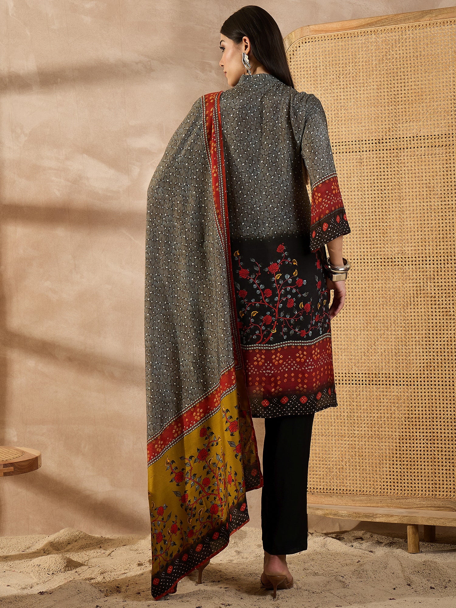 Women Paisley Printed Silk Kurta with Trousers & Dupatta