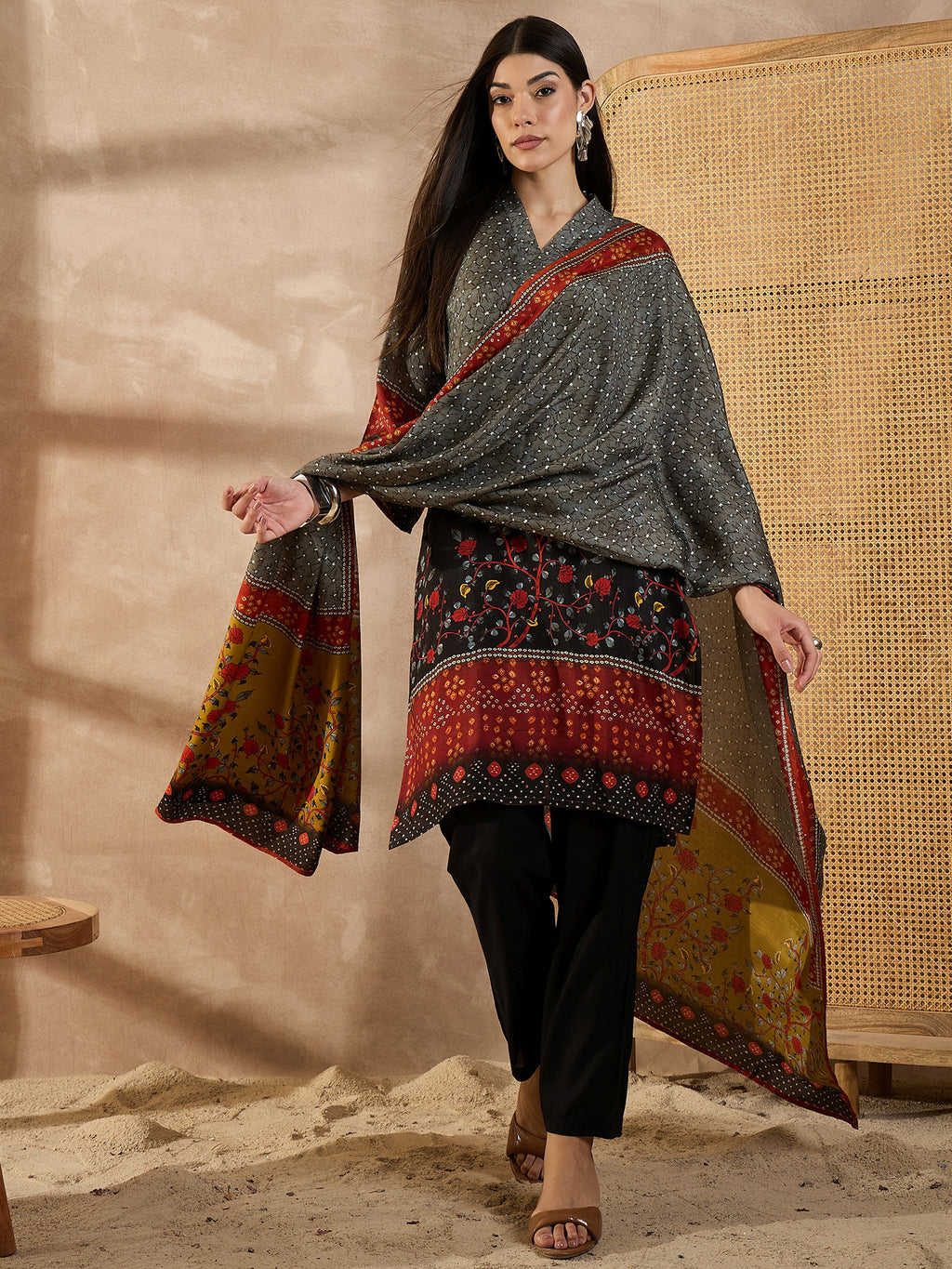 Women Paisley Printed Silk Kurta with Trousers & Dupatta
