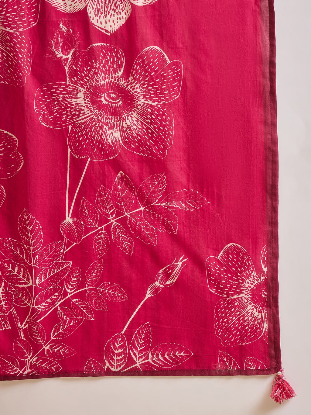 Women Floral Printed Cotton Kurta with Palazzo & Dupatta