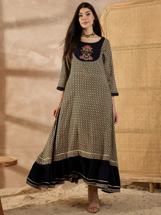 Women Geometric Printed A-Line Maxi Dress